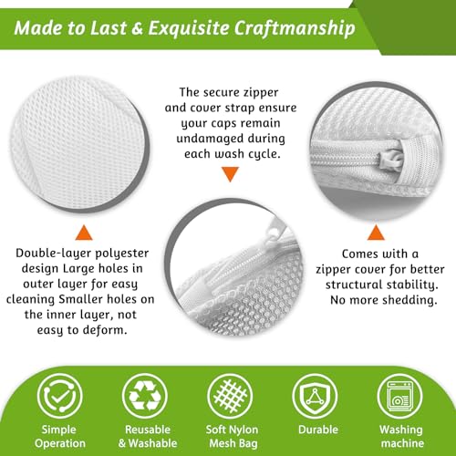 Eiito Hat Washer Cage Hats Cleaner, Hat Washer for baseball caps for Washing Machine or Dishwasher, Ball Cap Washer Frame for Flat & Curved Hats.2-Pack White - Image 3
