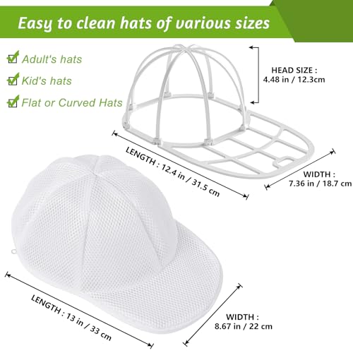 Eiito Hat Washer Cage Hats Cleaner, Hat Washer for baseball caps for Washing Machine or Dishwasher, Ball Cap Washer Frame for Flat & Curved Hats.2-Pack White - Image 5