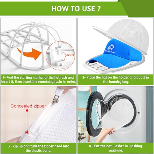 Eiito Hat Washer Cage Hats Cleaner, Hat Washer for baseball caps for Washing Machine or Dishwasher, Ball Cap Washer Frame for Flat & Curved Hats.2-Pack White - Image 4