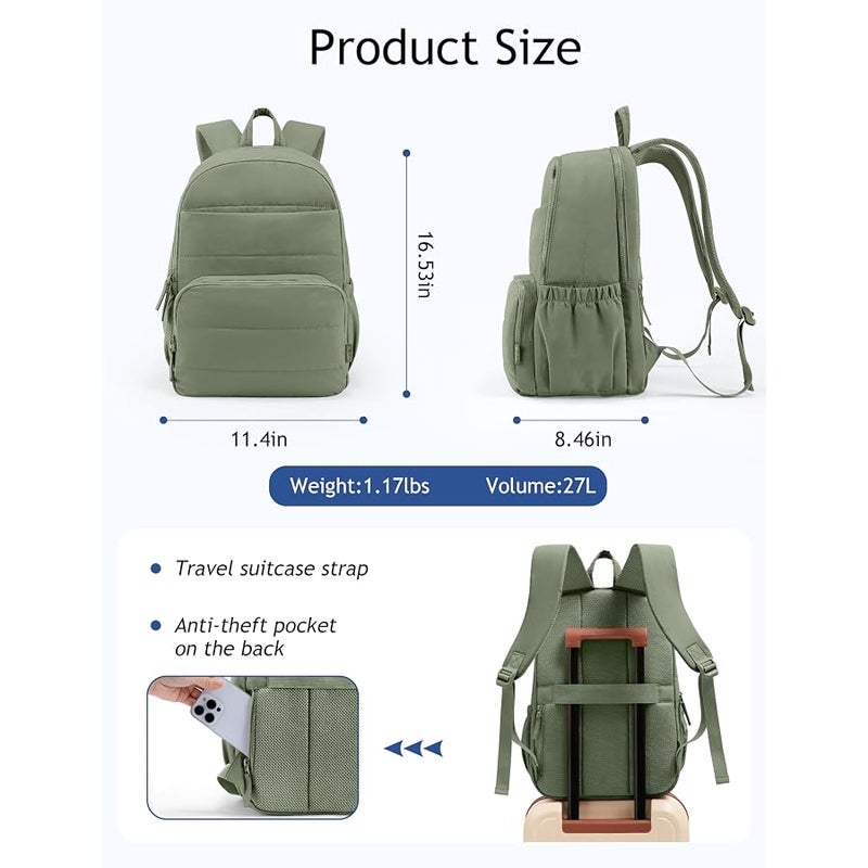 Uselike Travel Backpack for Women, 15.6 Inch Laptop Backpack, Quilted College Bookbag, Cute Work Backpacks, Water Resistant - Image 3