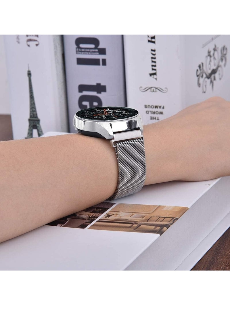 20mm Magnetic Metal Watch Band Stainless Steel Strap,Compatible for Samsung Galaxy Active 2 44mm 40mm & 3 41mm 42mm etc, Silver - Image 3