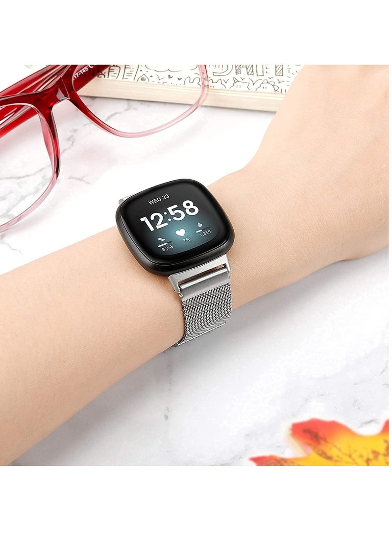 20mm Magnetic Metal Watch Band Stainless Steel Strap,Compatible for Samsung Galaxy Active 2 44mm 40mm & 3 41mm 42mm etc, Silver - Image 4