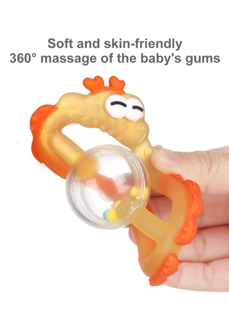 HieerBus - Baby Teething Sensory Toys Chew Toys for 0-6 6-12 Months Babies, Relieve discomfort during teething, Rattle & Teether Multi-Use Toy,Pink - Image 1