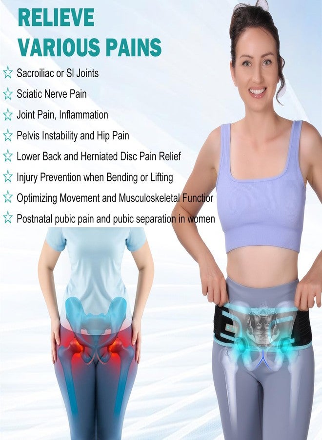 TANDCF Sacroiliac Hip Belt With Double 3D Pad for Women and Men，With Anti Slip Strips Adjustable Pelvic Support Belt for Sciatica, Pelvis, Lumbar & Nerve Pain Si Joint Dysfunction Trochanter brace(Regular) - Image 2