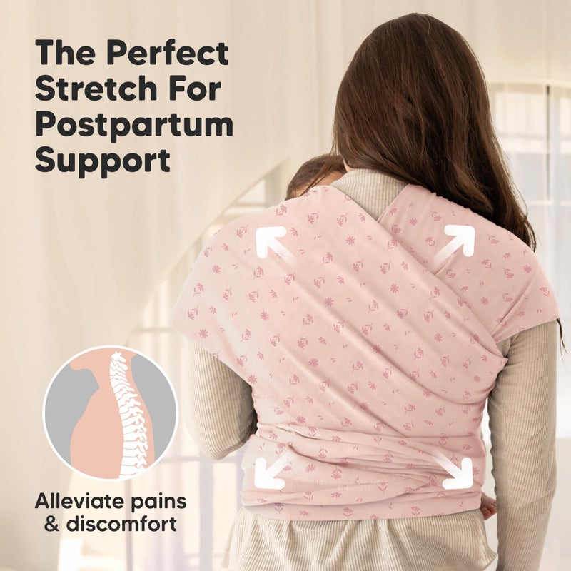 KeaBabies Baby Wrap Carrier - All in 1 Original Baby Carrier Newborn to Toddler Sling, Easy to Wear, Hands Free Bonding, Lightweight, Breathable Infant Wraps (Pink Daisies) - Image 5