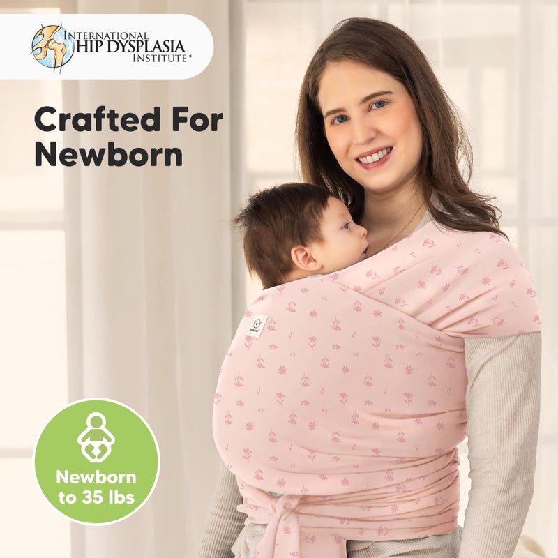 KeaBabies Baby Wrap Carrier - All in 1 Original Baby Carrier Newborn to Toddler Sling, Easy to Wear, Hands Free Bonding, Lightweight, Breathable Infant Wraps (Pink Daisies) - Image 2