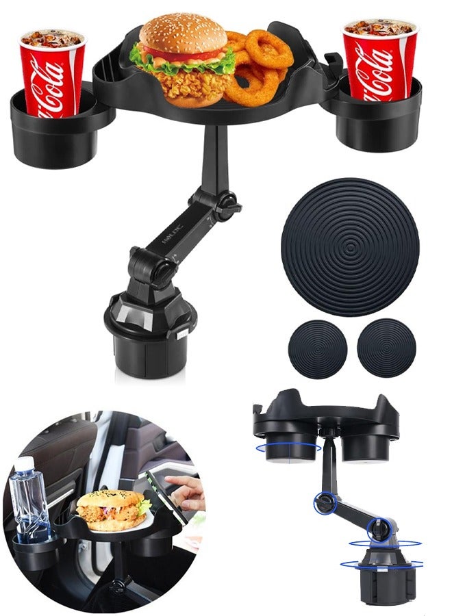 Generic Car Cup Holder Tray, 360° Rotatable Car Food Tray with Phone Slot，Multifunctional Cup Holder Expander with Tray and Swivel Arm for Car  3-in-1 Adjustable Swivel CAR Food Tray, Universal Vehicle Cup Holder Expander Drink Stand for Food, Phone - SUV Truck Road Trip Essentials  - Image 1