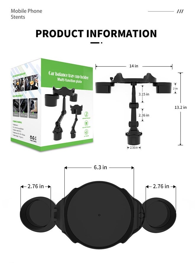 Generic Car Cup Holder Tray, 360° Rotatable Car Food Tray with Phone Slot，Multifunctional Cup Holder Expander with Tray and Swivel Arm for Car  3-in-1 Adjustable Swivel CAR Food Tray, Universal Vehicle Cup Holder Expander Drink Stand for Food, Phone - SUV Truck Road Trip Essentials  - Image 2
