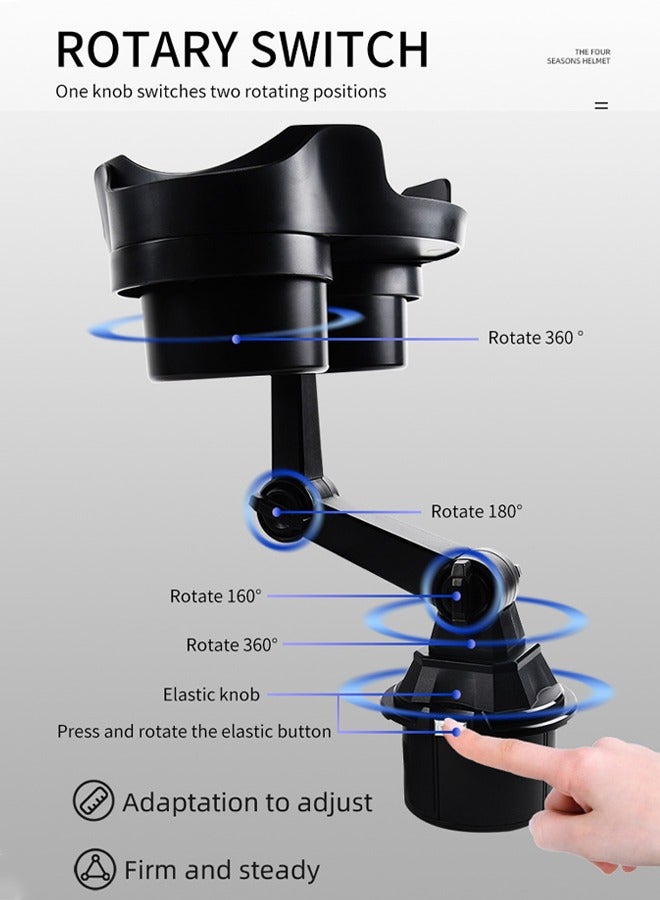 Generic Car Cup Holder Tray, 360° Rotatable Car Food Tray with Phone Slot，Multifunctional Cup Holder Expander with Tray and Swivel Arm for Car  3-in-1 Adjustable Swivel CAR Food Tray, Universal Vehicle Cup Holder Expander Drink Stand for Food, Phone - SUV Truck Road Trip Essentials  - Image 3