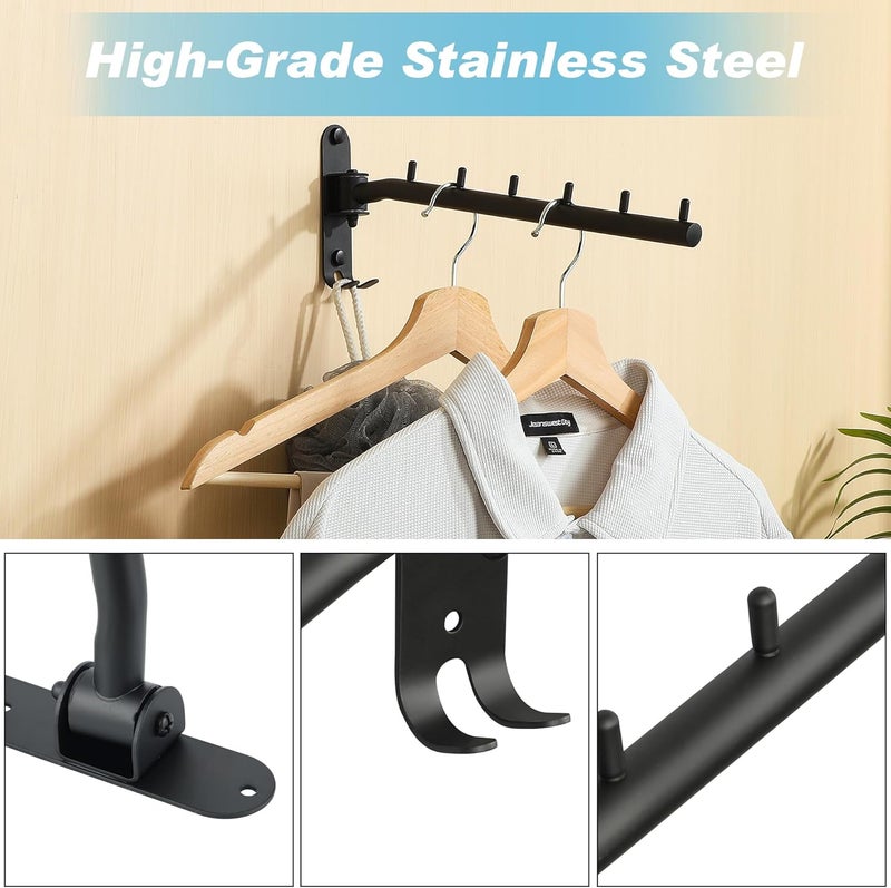Alise Wall Mounted Drying Rack,Swivel Clothes Drying Rack Stainless Steel,Space Saving Clothes Hanger Rack,Heavty Duty Clothes Wall Drying Rack for Laundry Closet Bedroom/Bathroom,Matte Black - Image 5