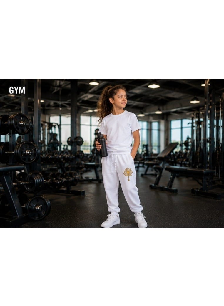 Boys 100% Marseille Cotton Sweatpants – White 100% Marseille Cotton Solid White Color Soft and Comfortable Fabric Suitable for Everyday Use  Available Sizes: 4 / 6 / 8 / 10 / 12 - Image 4