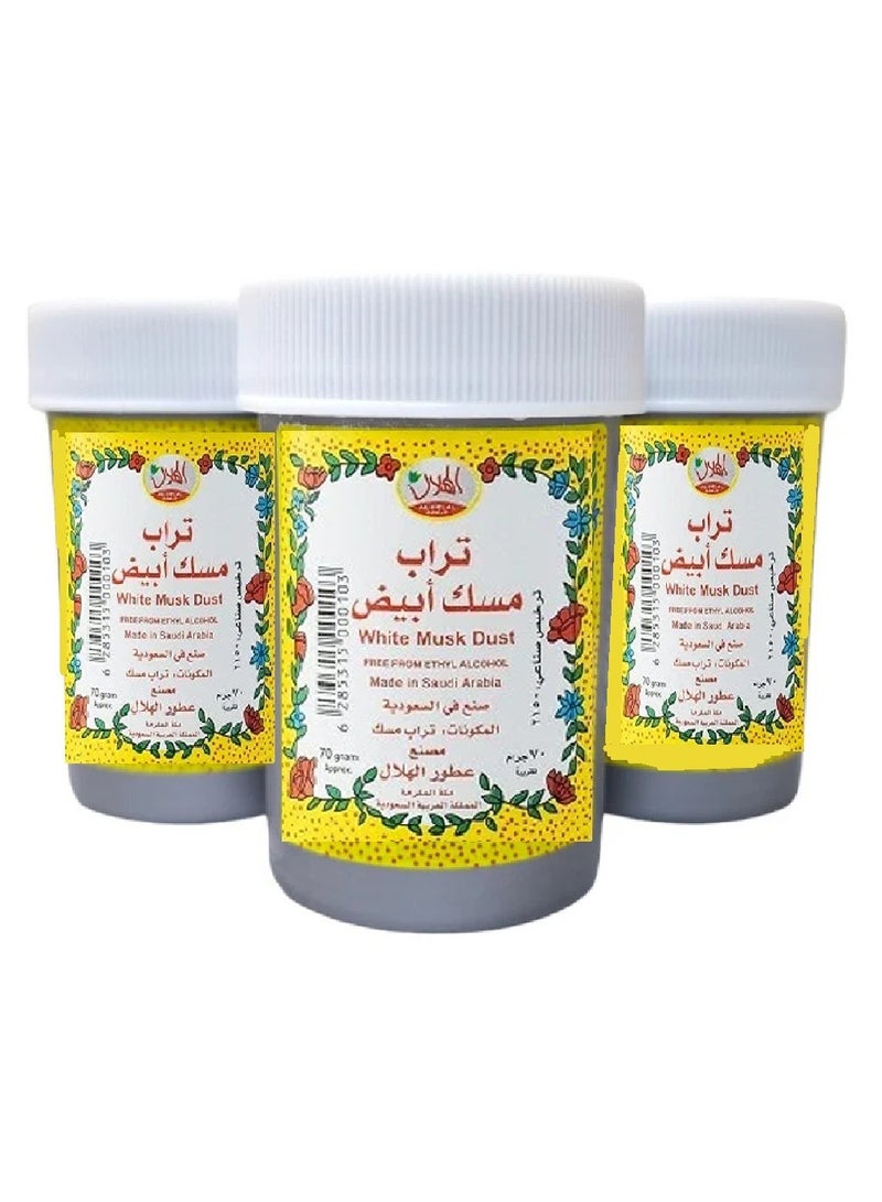 AL-HELAL Pack of 3 White Musk Dust - 3X70g - Image 1