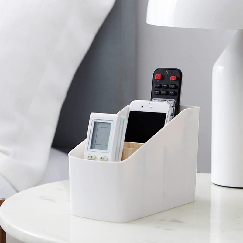 كاست ويف منظم تخزين سطح المكتب الخشبي وحامل جهاز التحكم عن بعد متعدد الأقسام وقلم وقرطاسية وحاوية مكياج للمنزل والمطبخ والمكتب - Image 4