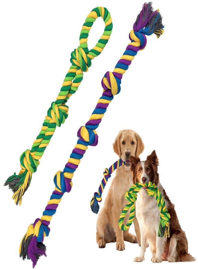 AmaCielo Dog Rope Toys for Large/Medium Aggressive Chewers, Tough Cotton Chew Toy, Tug of War Dog Pull Rope Teeth Cleaning (2 Pack-26.7Inch) - Image 1