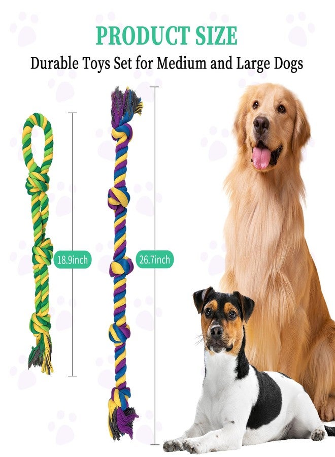 AmaCielo Dog Rope Toys for Large/Medium Aggressive Chewers, Tough Cotton Chew Toy, Tug of War Dog Pull Rope Teeth Cleaning (2 Pack-26.7Inch) - Image 4