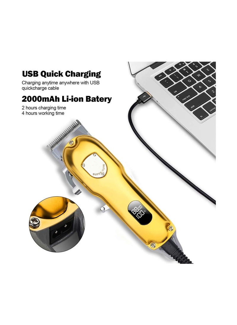 Generic Men's Wireless Professional Hair Clippers for Hair Cutting Hair Beard Trimmer with 1500 mAh Battery LCD Display 4 Guide Combs for Barbers  - Image 2