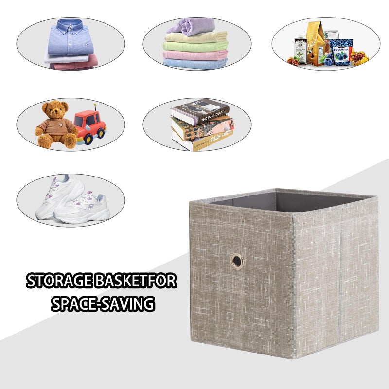 NieEnjoy Foldable Storage Cubes Bins ,11 Inch Cloth Storage Cube Fabric Storage Box Cubes Organizer Baskets with Handles for Home Organizer Set of 3 (Cowboy Grey) - Image 3