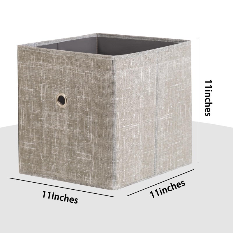 NieEnjoy Foldable Storage Cubes Bins ,11 Inch Cloth Storage Cube Fabric Storage Box Cubes Organizer Baskets with Handles for Home Organizer Set of 3 (Cowboy Grey) - Image 2