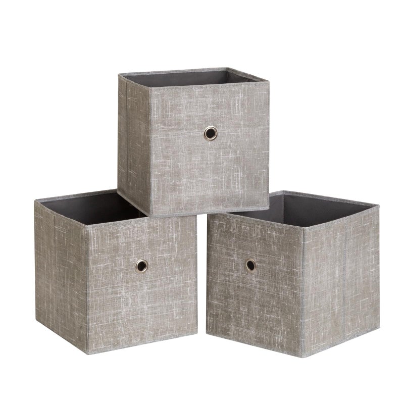 NieEnjoy Foldable Storage Cubes Bins ,11 Inch Cloth Storage Cube Fabric Storage Box Cubes Organizer Baskets with Handles for Home Organizer Set of 3 (Cowboy Grey) - Image 1