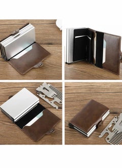 KASTWAVE Wallet for Men Credit Card Holder, Automatic Pop Up Wallet with RFID, Leather Slim Card Case Front Pocket Anti-theft Travel Thin Wallets, Metal Money Organizers for Women Up to Holds 14 cards+ Cash  - Image 4