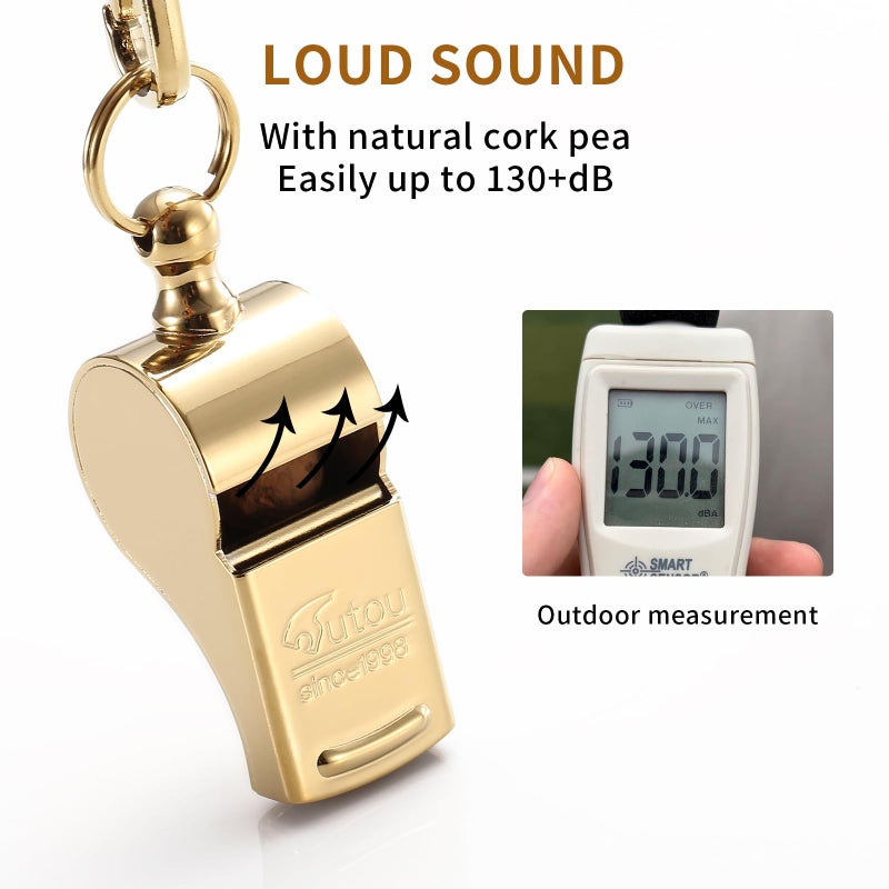 HUTOU Golden Whistle with Lanyard, Metal Whistle for Coaches and Police - Image 4