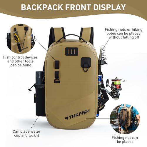 THKFISH IPX8 Waterproof Fishing Backpack with Rod Holder Lightweight Fishing Sling Bag Move Freely Fish Gifts for Men - Image 3