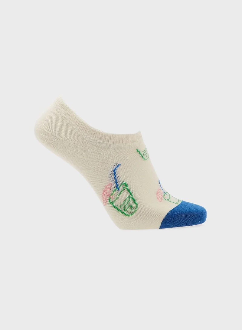 Happy Socks 3 Pack Palm No Show Socks