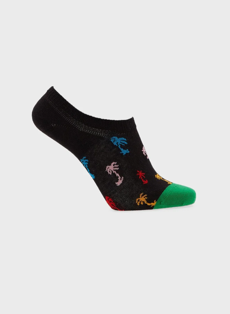 Happy Socks 3 Pack Palm No Show Socks