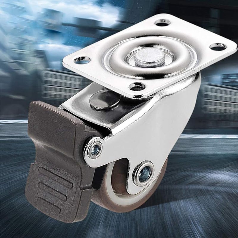 4 Brake 2 Inch Swivel Plate Caster Wheels With Screws 75kg Max Load For Furniture Hardwood Carpets - Image 4
