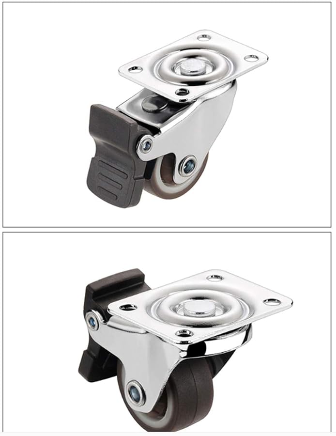 4 Brake 2 Inch Swivel Plate Caster Wheels With Screws 75kg Max Load For Furniture Hardwood Carpets - Image 3