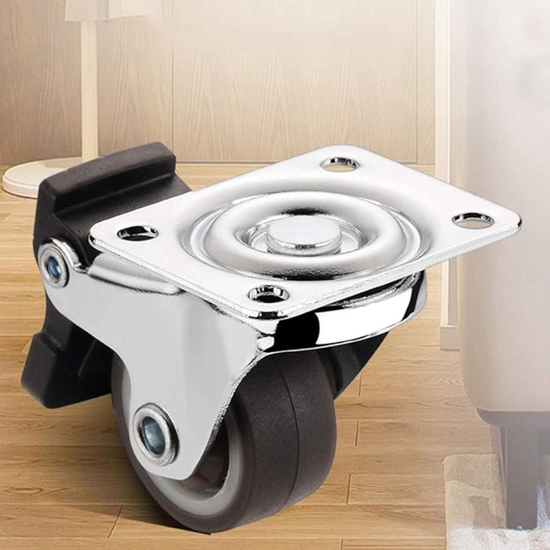 4 Brake 2 Inch Swivel Plate Caster Wheels With Screws 75kg Max Load For Furniture Hardwood Carpets - Image 5