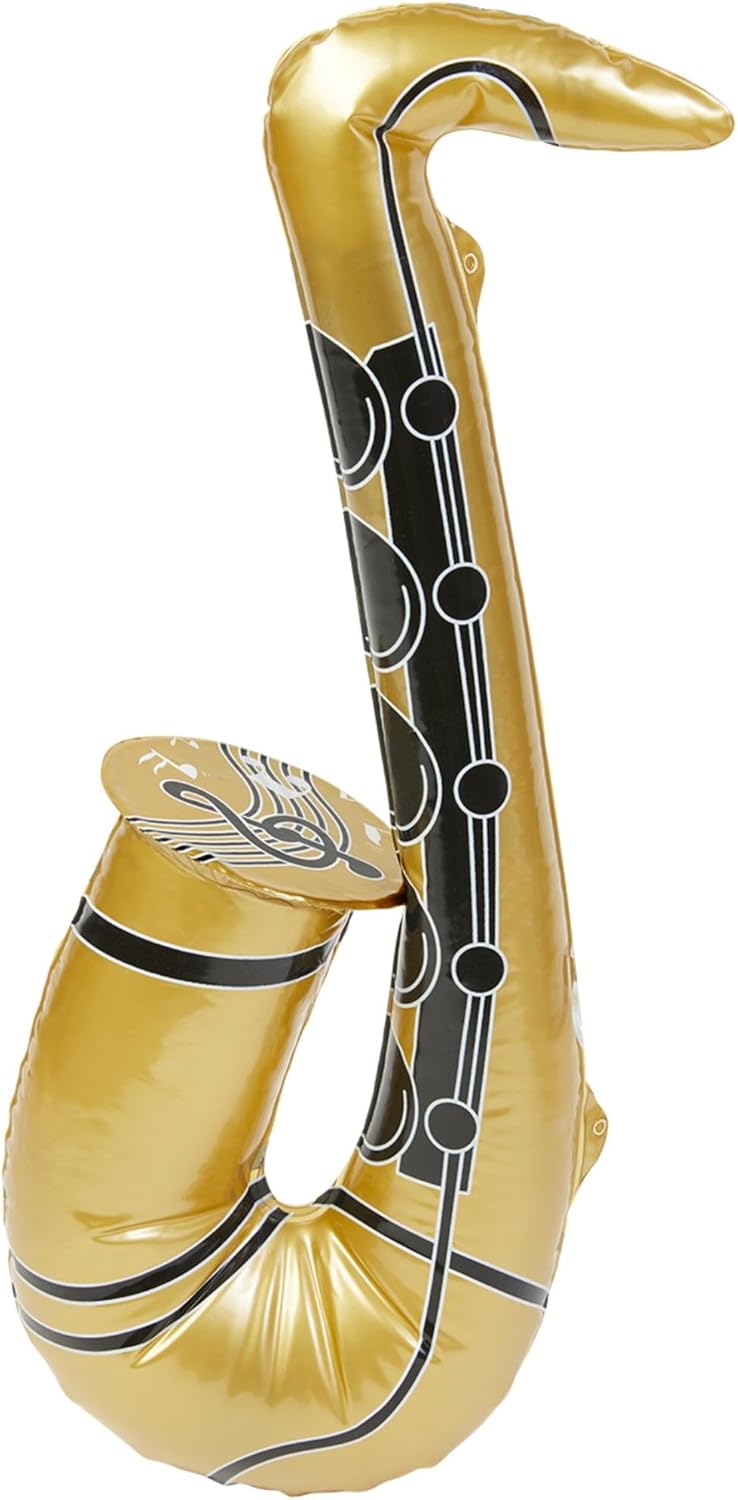 Smiffys Smiffys Inflatable Saxophone gold one size Gold One Size  - Image 1