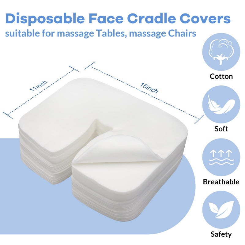 Tvvcalk 300 Count Disposable Face Cradle Covers, Medical-Grade, Ultra Soft, Luxurious, Non-Sticking Massage Face Covers, Headrest Covers for Massage Tables & Massage Chairs - Image 2