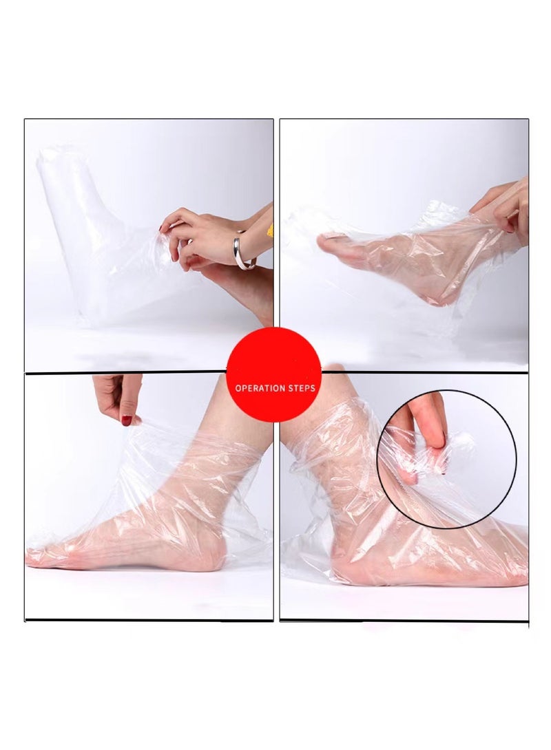 100 disposable transparent plastic larger and thicker ankle boots, sock liner, paraffin thermal foot pouch 32*24*17 - Image 2