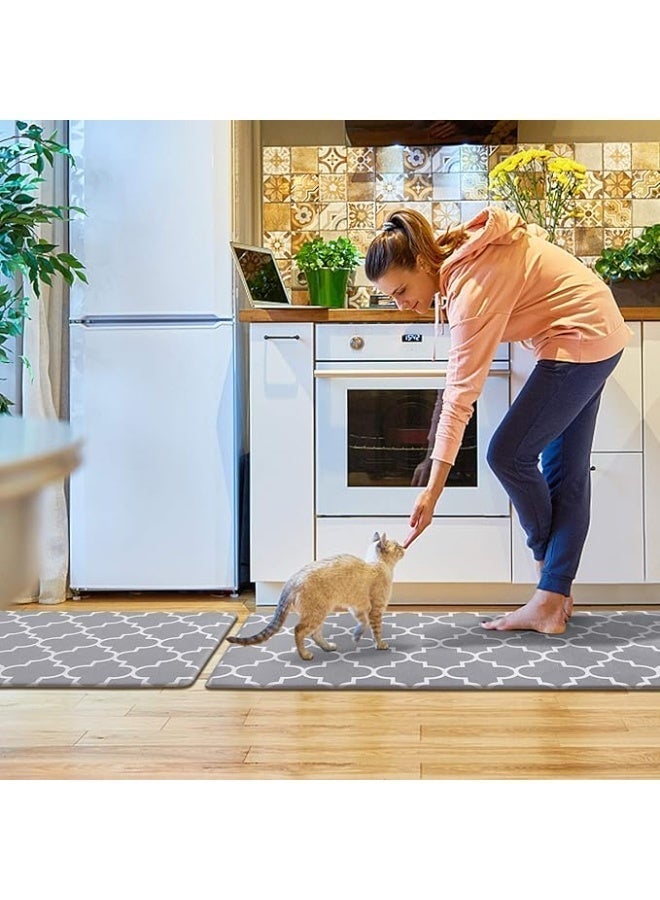 KMAT Kitchen Mat [2 PCS] Cushioned Anti-Fatigue Kitchen Rug, Waterproof Non-Slip Kitchen Mats and Rugs Heavy Duty PVC Ergonomic Comfort Foam Rug for Kitchen - Image 4