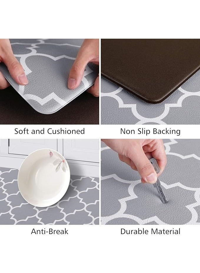 KMAT Kitchen Mat [2 PCS] Cushioned Anti-Fatigue Kitchen Rug, Waterproof Non-Slip Kitchen Mats and Rugs Heavy Duty PVC Ergonomic Comfort Foam Rug for Kitchen - Image 2