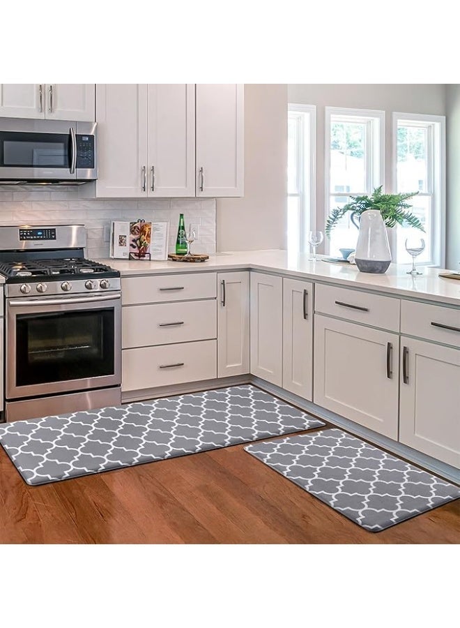 KMAT Kitchen Mat [2 PCS] Cushioned Anti-Fatigue Kitchen Rug, Waterproof Non-Slip Kitchen Mats and Rugs Heavy Duty PVC Ergonomic Comfort Foam Rug for Kitchen - Image 1