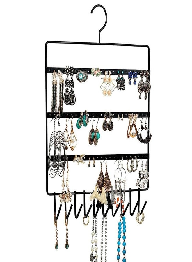 12FOR COLLECTION Metal Jewellery Display Stand Beautiful Earring, Necklace, Bracelets, Hand Rings, Collection with 10 Hanging Hooks & 72 Holes for Earrings Multicolor Pack of 2 - Image 1
