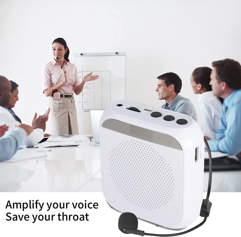 ELECDON Voice Amplifier with Wired Microphone Headset, Portable Rechargeable PA System Speaker Personal Microphone Speech Amplifier, Loudspeaker for Teachers, Tour Guides/Coaches Metting/Yoga/Fitness (White) - Image 3