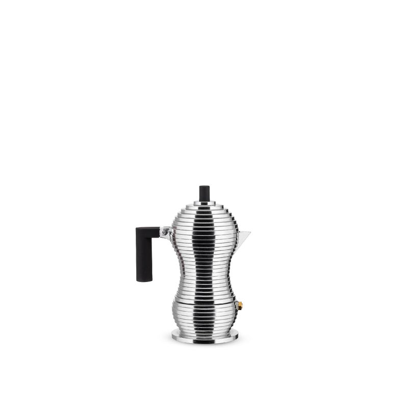 ALESSI Alessi MDL021 B Pulcina Stove Top Espresso 1 Cup Coffee Maker in Aluminum Casting Handle And Knob in Pa Black