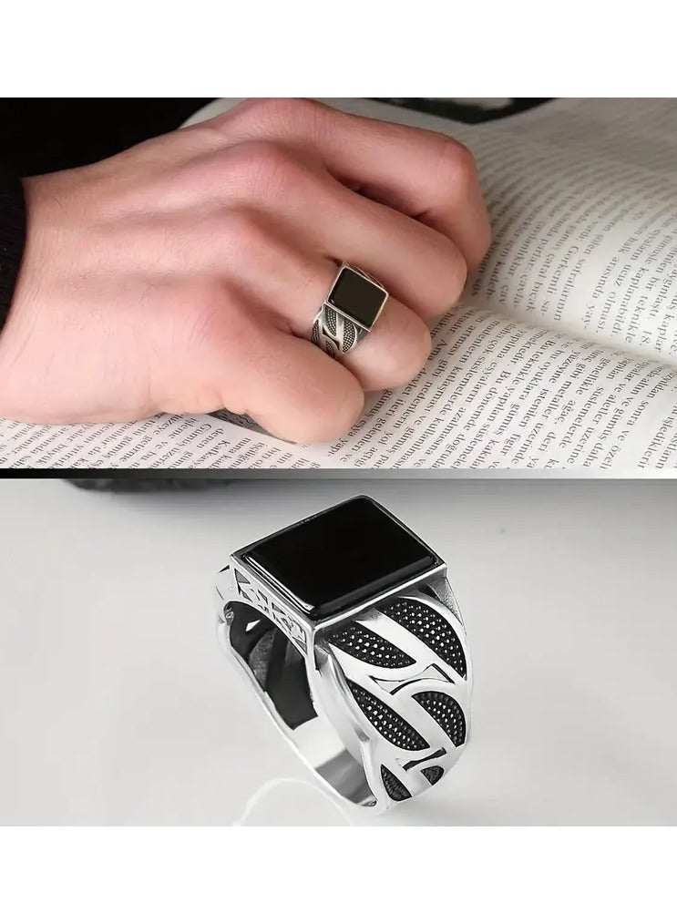 Home Clearance Sale Simple and Fashionable Men's Ring with Stripes - Image 1