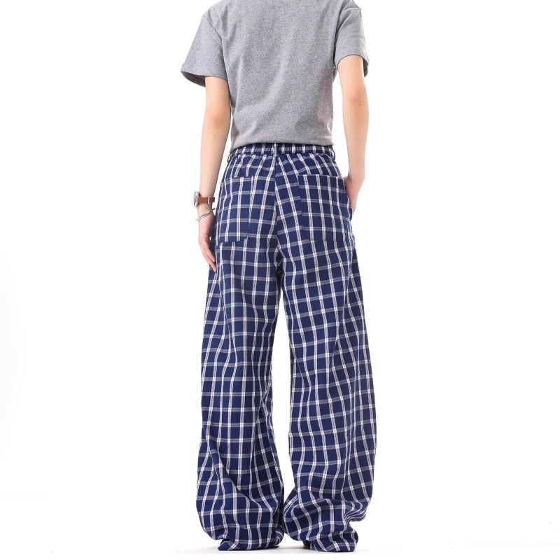 2024 Summer And Autumn New Zhao Lusi With Plaid Fashion Age-Reducing Lazy Style Pattern Casual Wide Leg Pants - Image 3