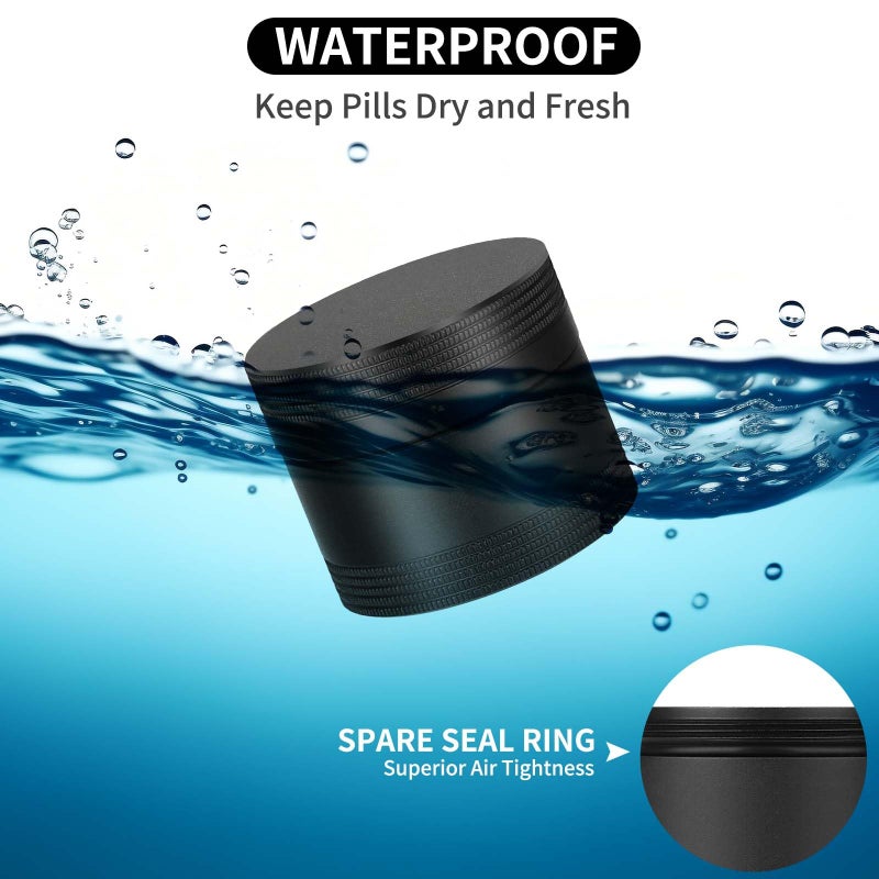 SOBAHIDO Small Daily Pill Box - Portable Waterproof Metal Pill Case for Pocket or Purse Aluminium Alloy Round Travel Pill Container Medicine Vitamin Organizer Unique Gift - Image 4