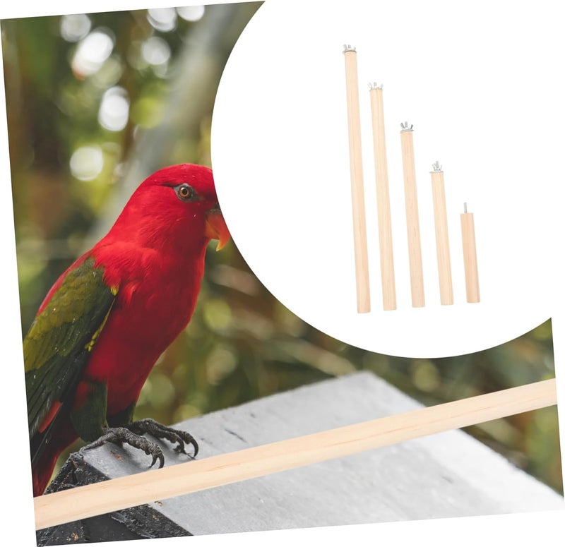 Toddmomy 5pcs Parrot Standing Pole Bird Cage Stand Wooden Parakeet Perch Bird Claw Grinding Stick Parakeet Perch Toy Cage Accessories Stands for Parrots Wood Tree - Image 2
