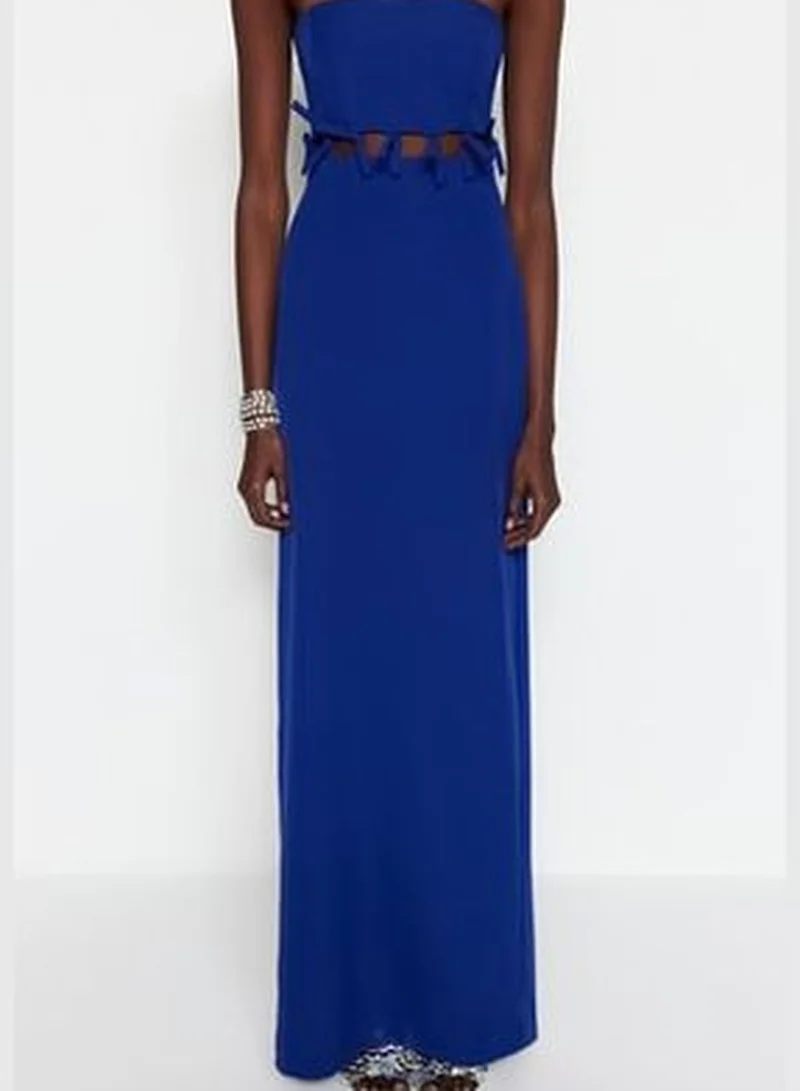trendyol Cobalt Strapless Maxi Dress