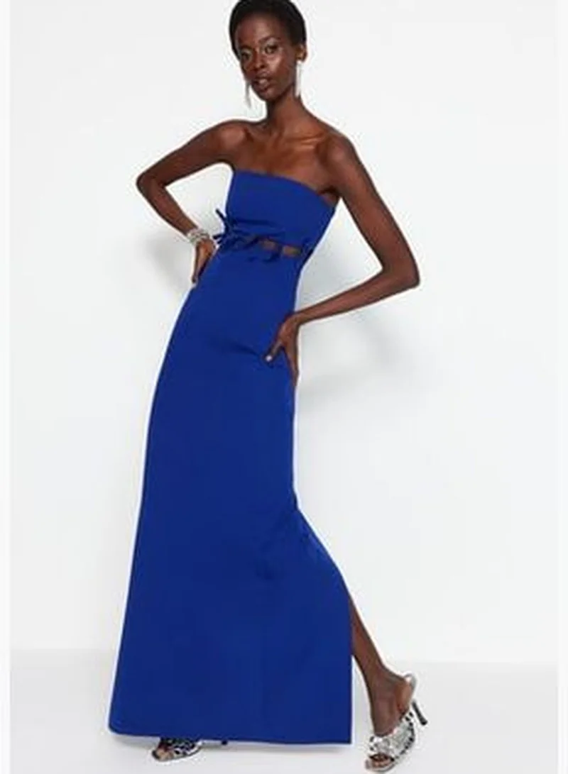 trendyol Cobalt Strapless Maxi Dress