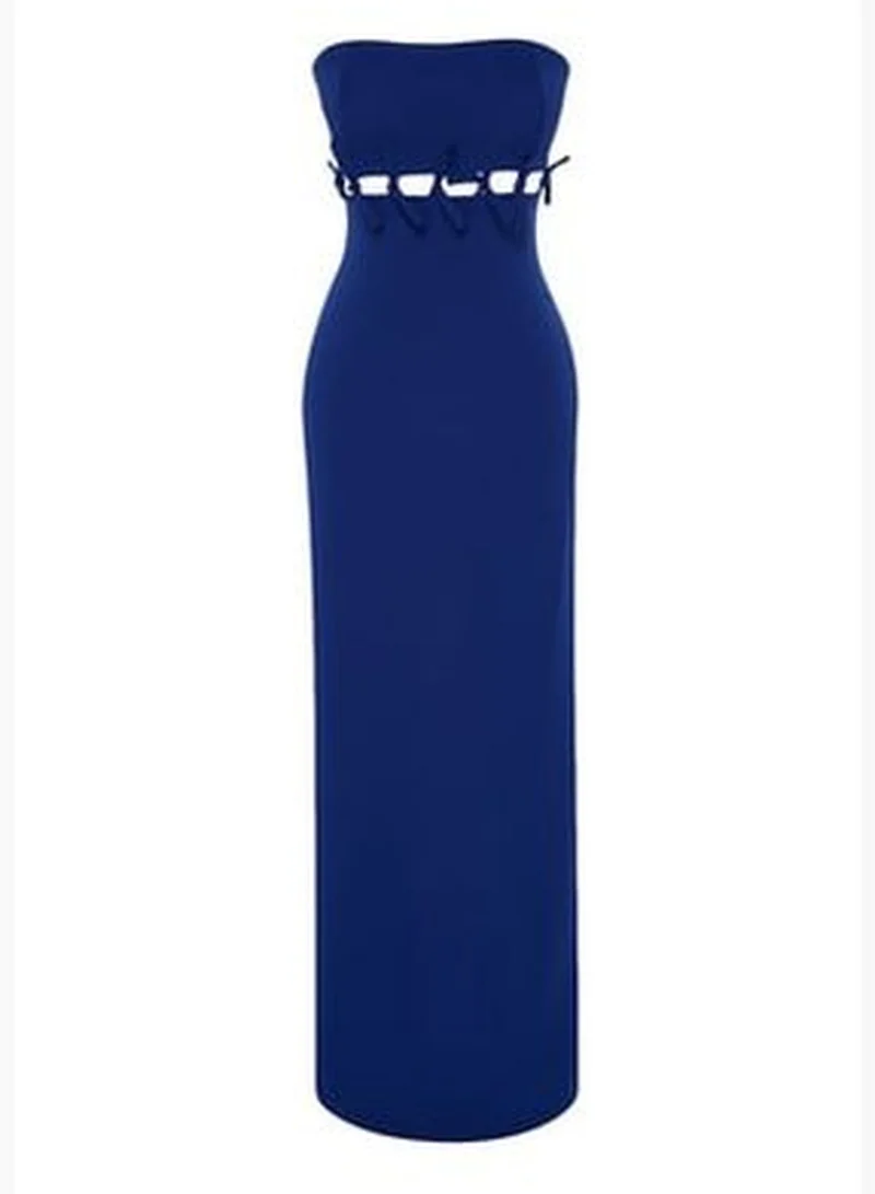 trendyol Cobalt Strapless Maxi Dress