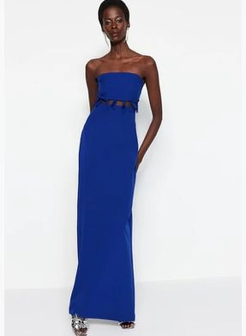 trendyol Cobalt Strapless Maxi Dress