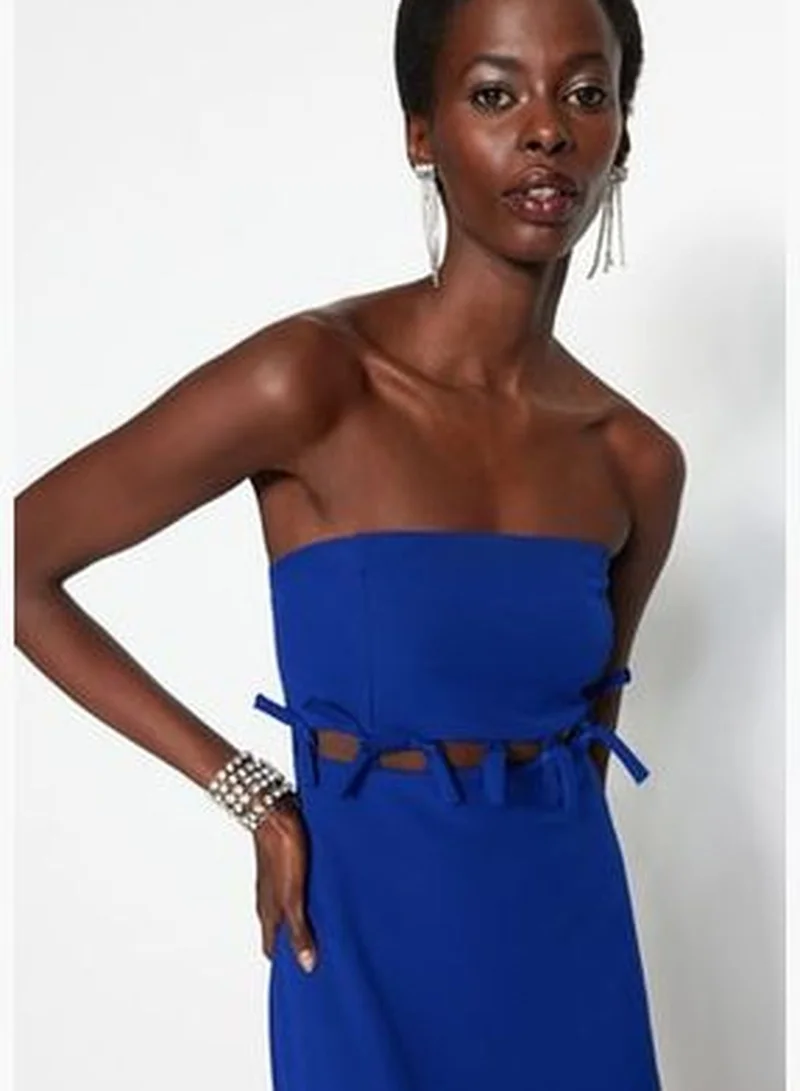 trendyol Cobalt Strapless Maxi Dress