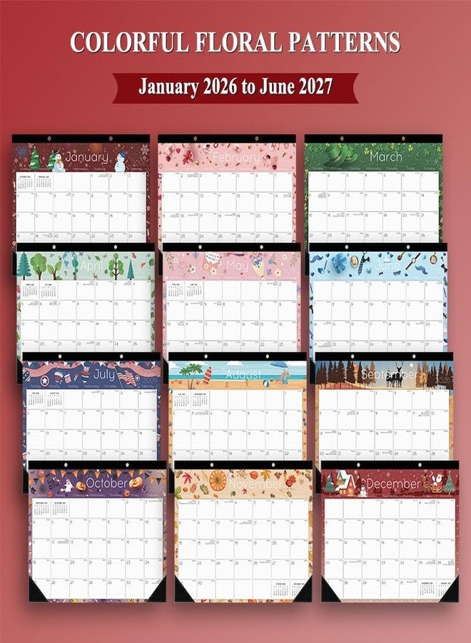 Ymumuda Desk Calendar 2026-2027 Wall Calendar 2 in 1, Monthly Desk Calendar 2026 from JAN.2026 to JUN.2027, 18-Month, Large 12"×17", Waterproof Cover, Hanging Rope, Home/office/School Planners - Image 2